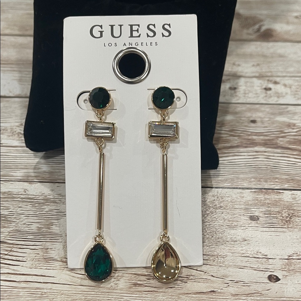 GUESS‎ Gold and Green Dangle Earrings